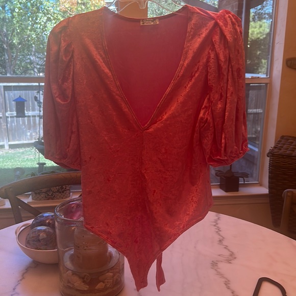 NWOT Free People Shimmering Pink Bodysuit - Picture 2 of 3